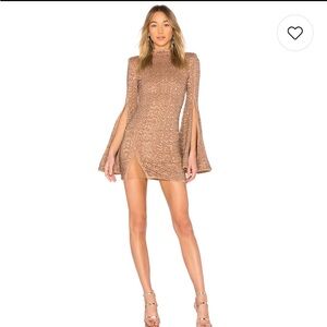 Michael Costello Tan Long Sleeve Dress